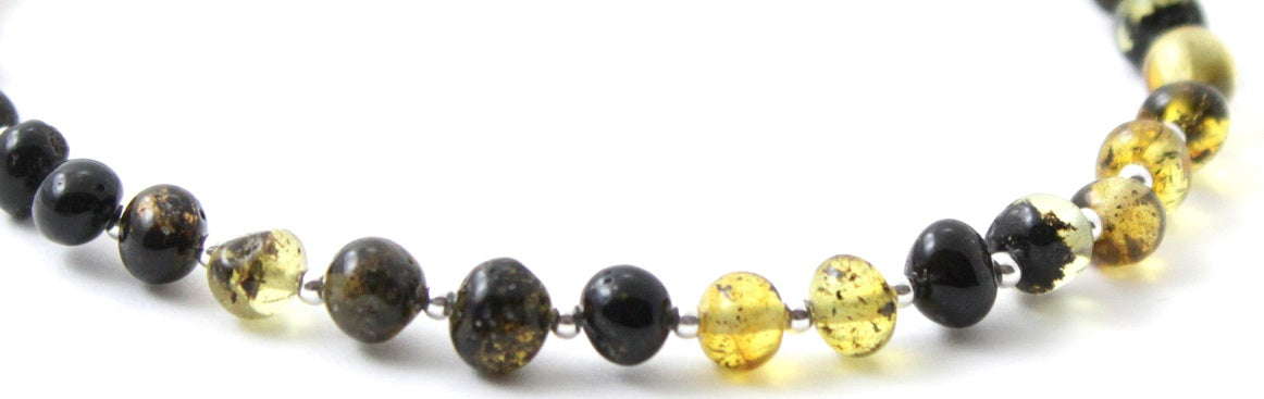 BAAP-SS5 Amber Adjustable Adult Green Anklet Made With Silver