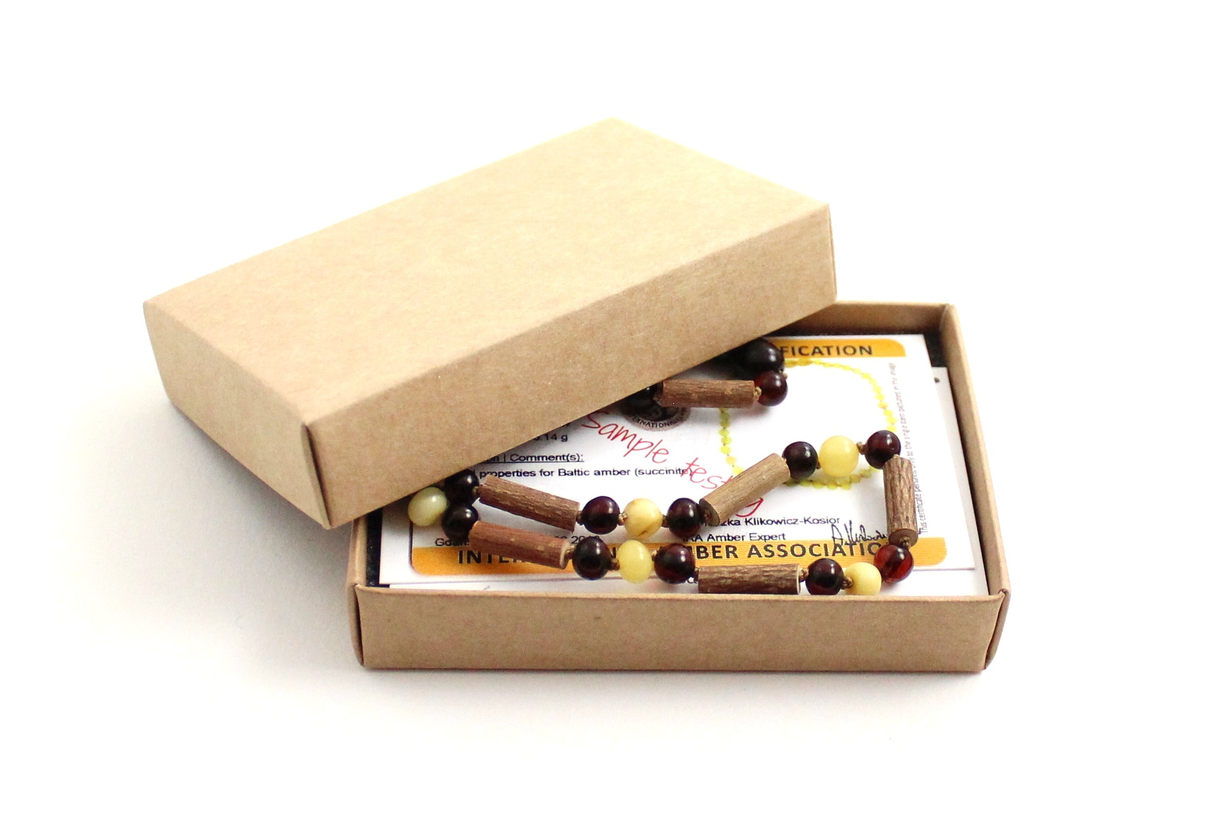 NBBP-H6 Teething Necklace With Amber Polished and Hazelwood