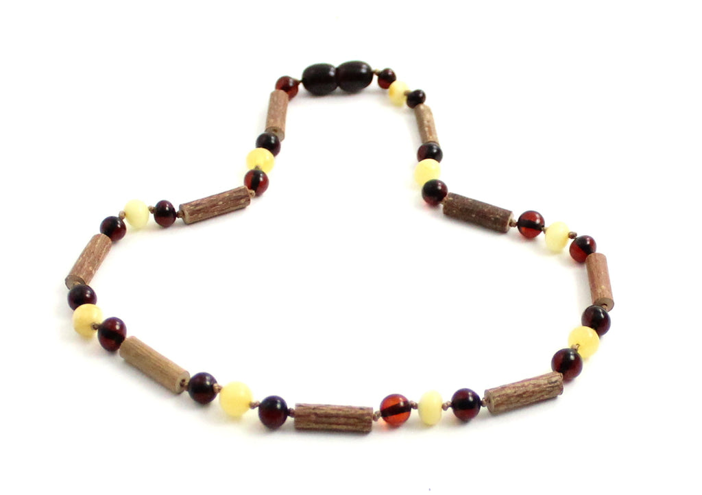 NBBP-H6 Teething Necklace With Amber Polished and Hazelwood