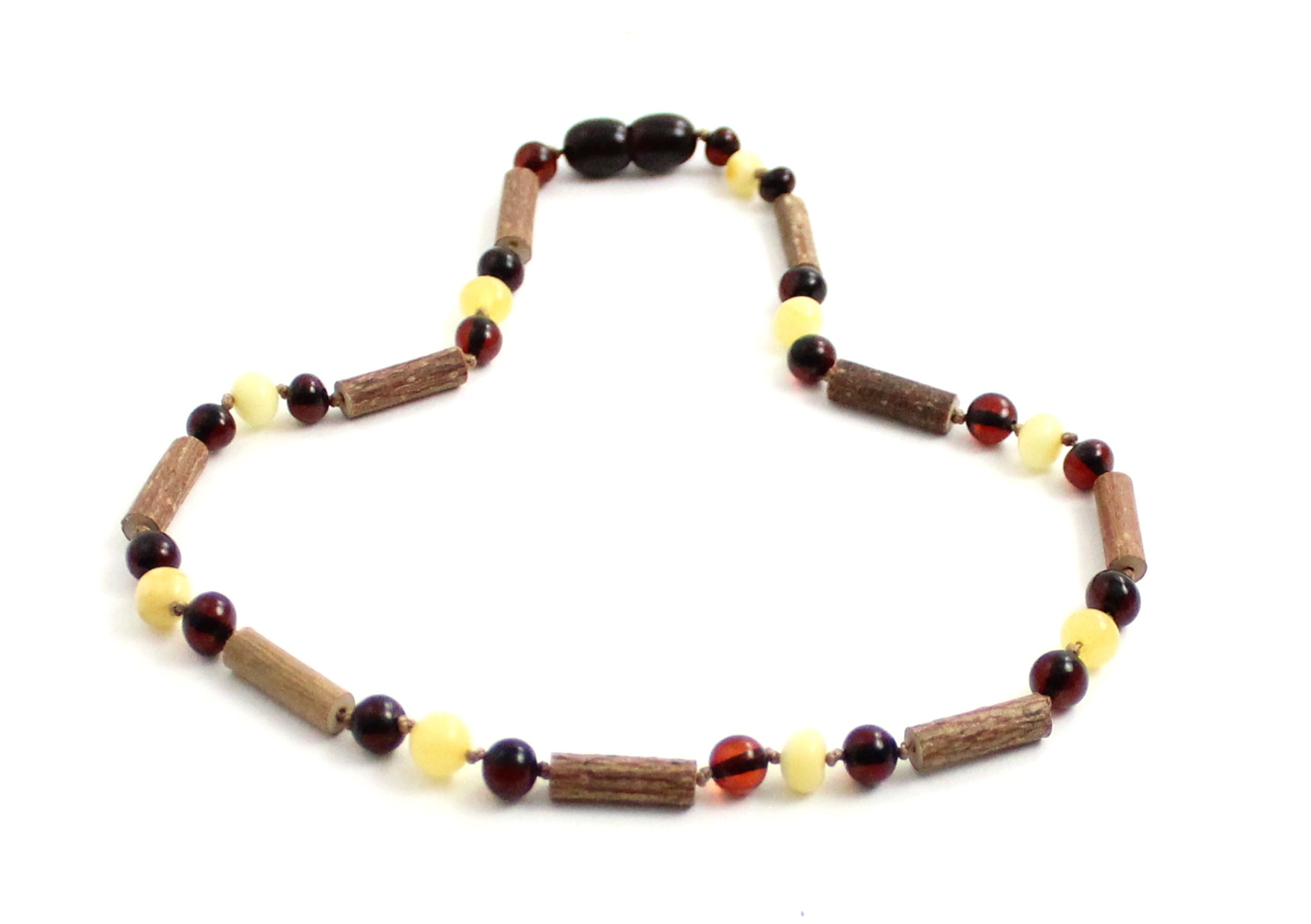 NBBP-H6 Teething Necklace With Amber Polished and Hazelwood