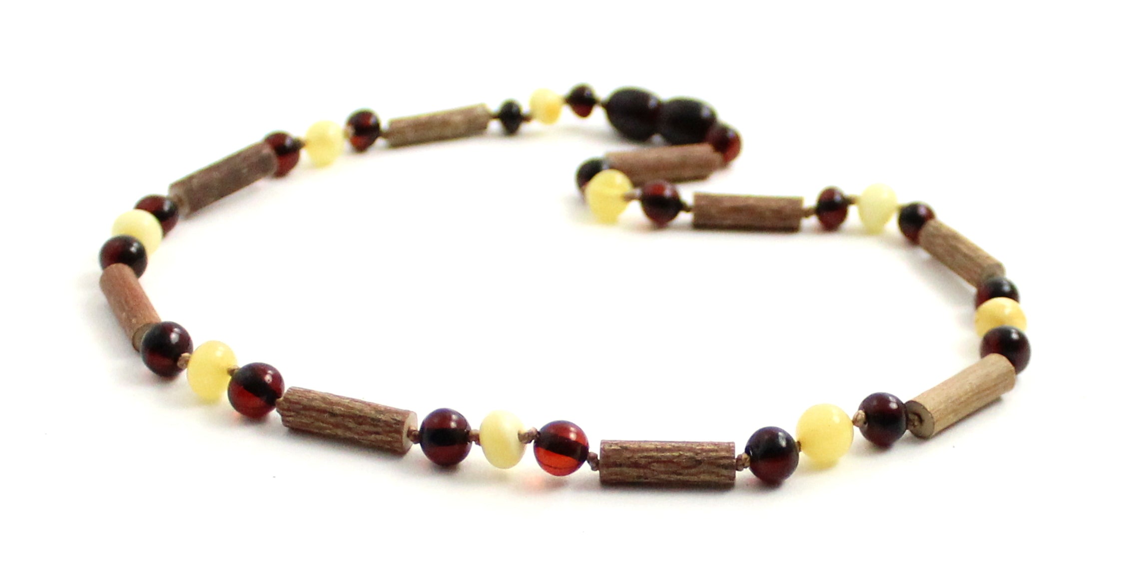 NBBP-H6 Teething Necklace With Amber Polished and Hazelwood