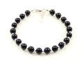 Obsidian Black Bracelet With Silver Beads