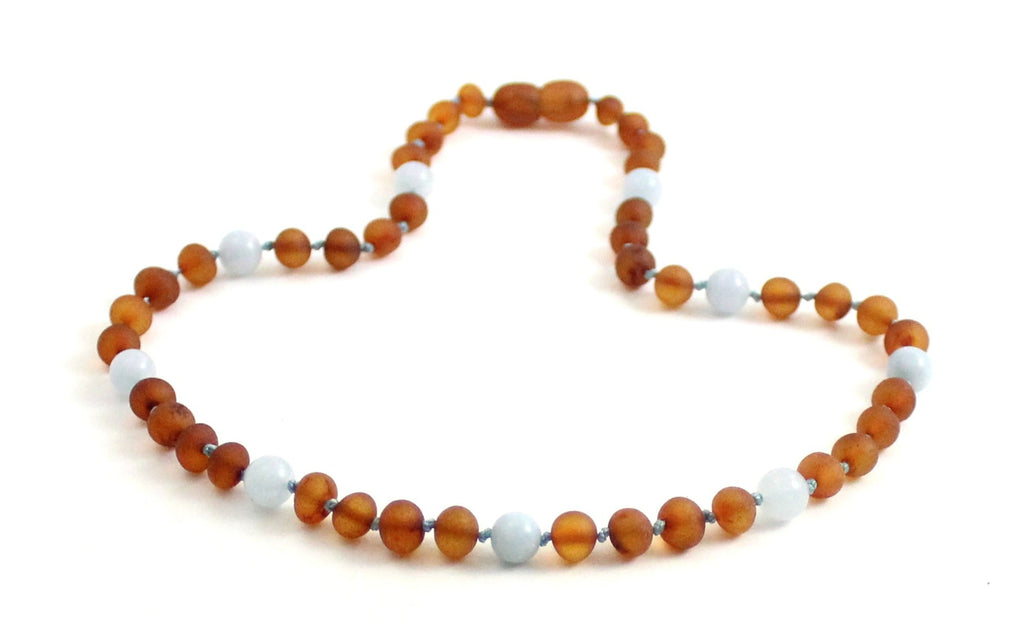 Amber and Aquamarine Blue Gemstone Necklace