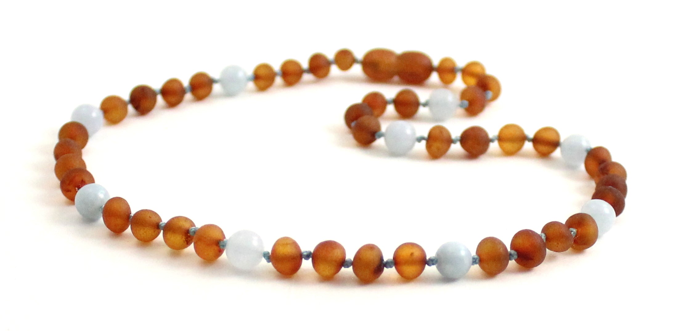 Amber and Aquamarine Blue Gemstone Necklace