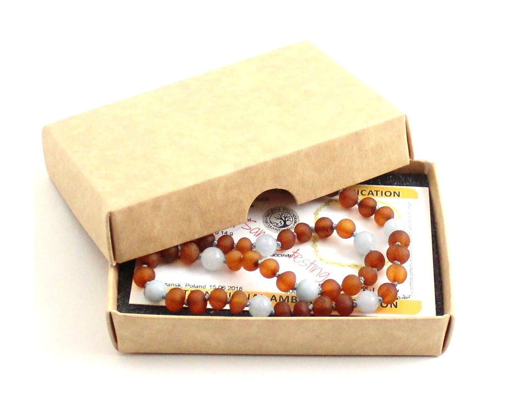 Amber and Aquamarine Blue Gemstone Necklace