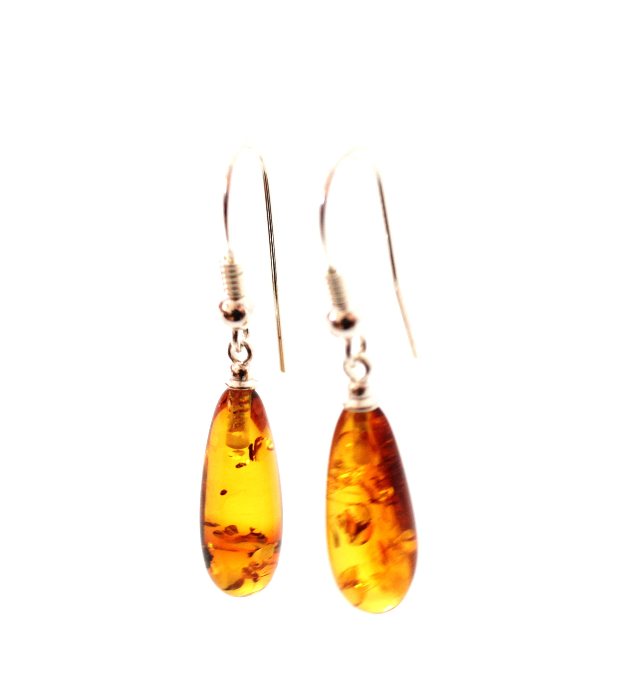 EDP-3D Drop Earrings With Amber Cognac and Silver