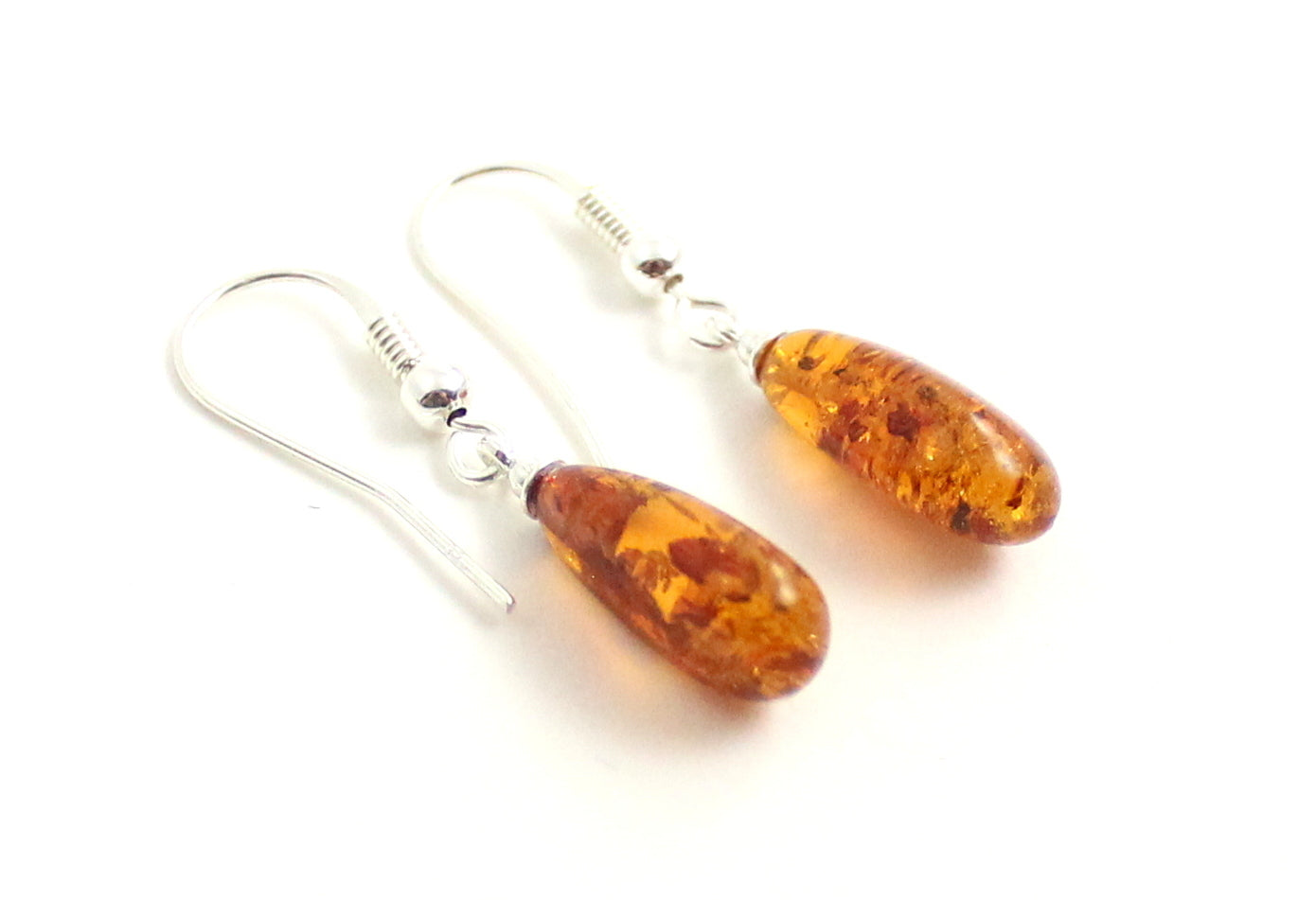 EDP-3D Drop Earrings With Amber Cognac and Silver