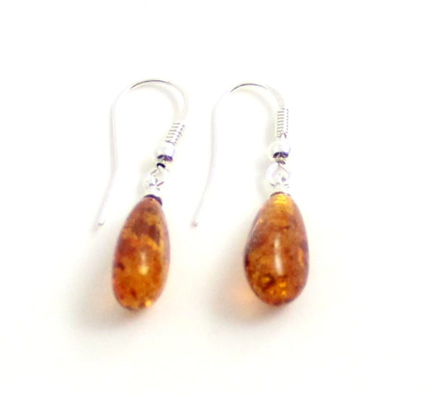 EDP-3D Drop Earrings With Amber Cognac and Silver