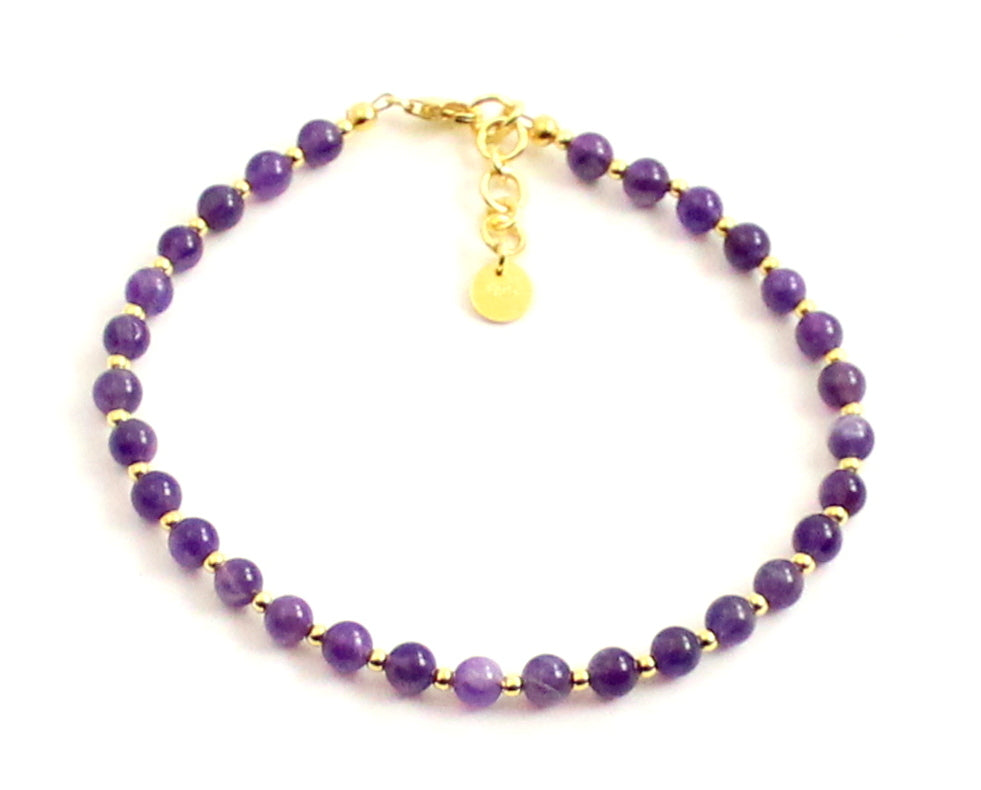 Amethyst Minimalist Violet Anklet With Silver