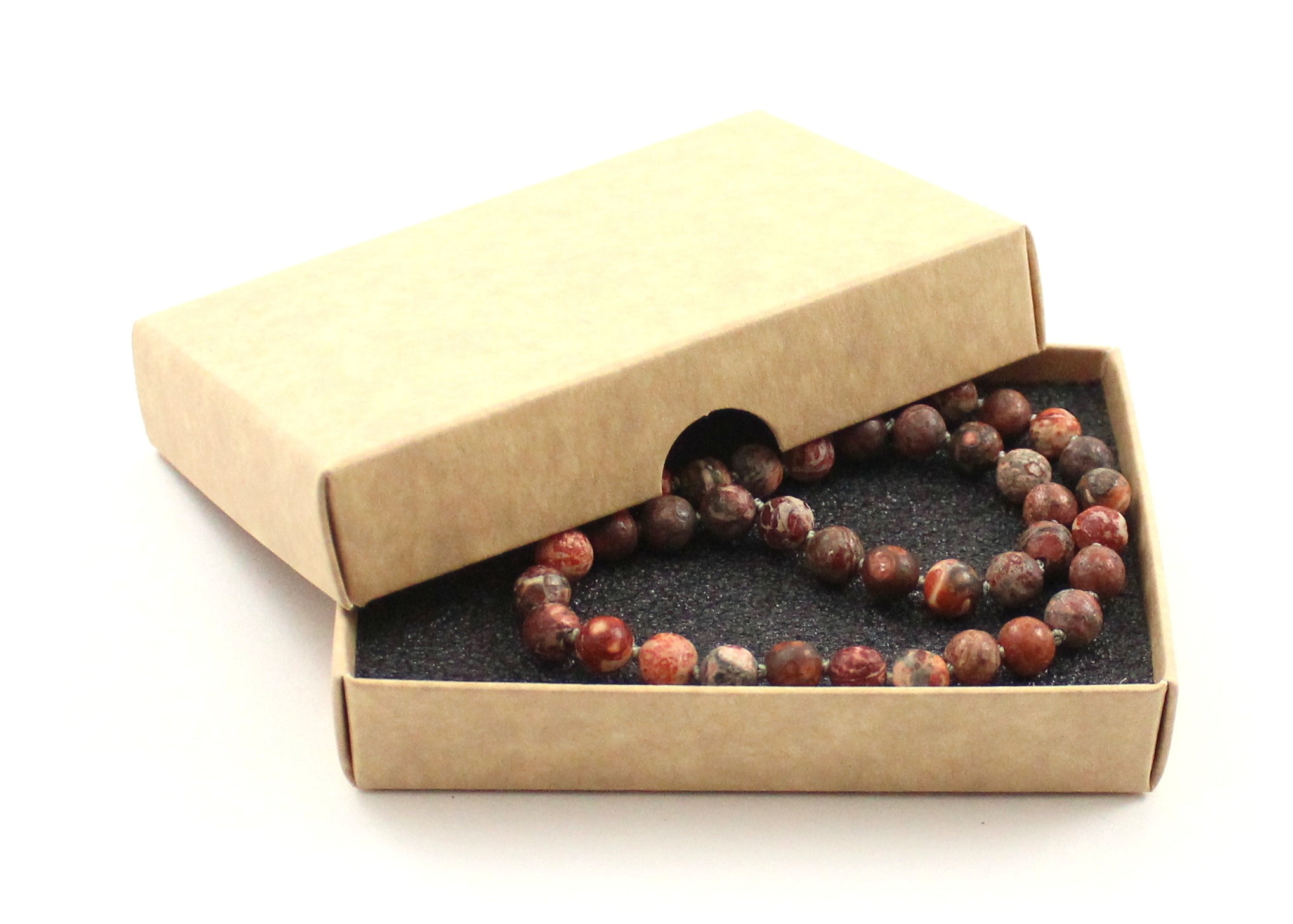 Leopardskin Jasper Gemstone Pink Knotted Necklace