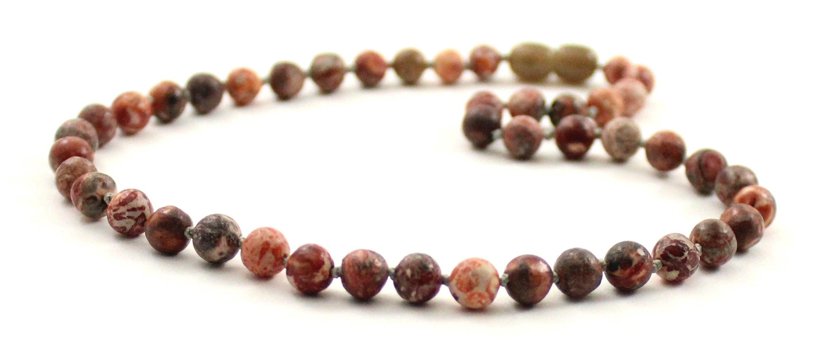 Leopardskin Jasper Gemstone Pink Knotted Necklace