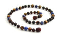 Amber Cherry Raw, Lapis Lazuli and Tiger's Eye Necklace