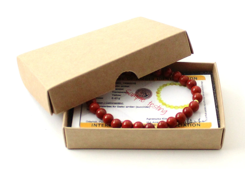 Stretch Bracelet With Sterling Silver and Red Jasper