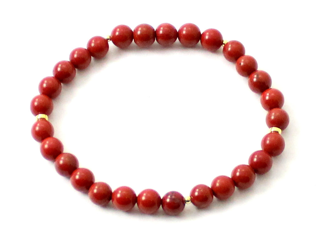 Stretch Bracelet With Sterling Silver and Red Jasper
