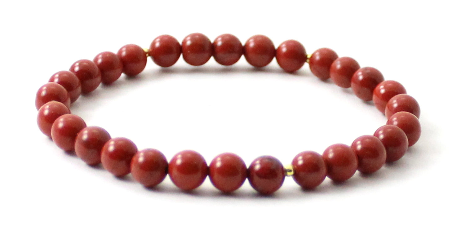 Stretch Bracelet With Sterling Silver and Red Jasper